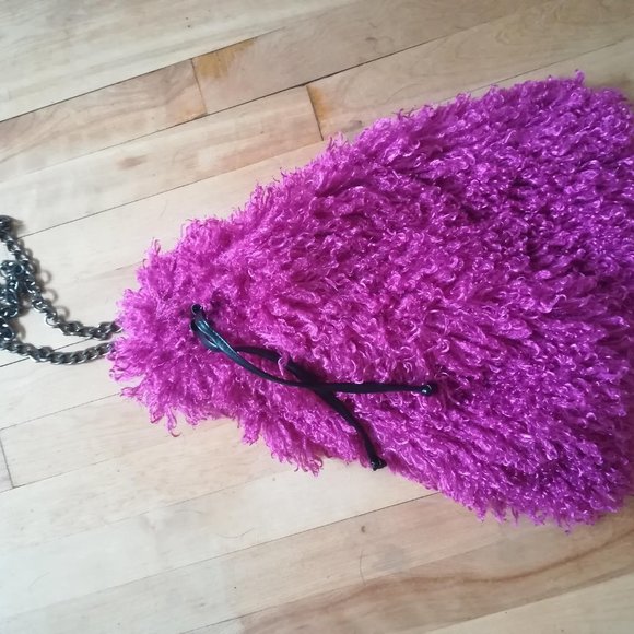 Simon Chang Faux Mongolian fur Shoulder bag - Picture 4 of 4